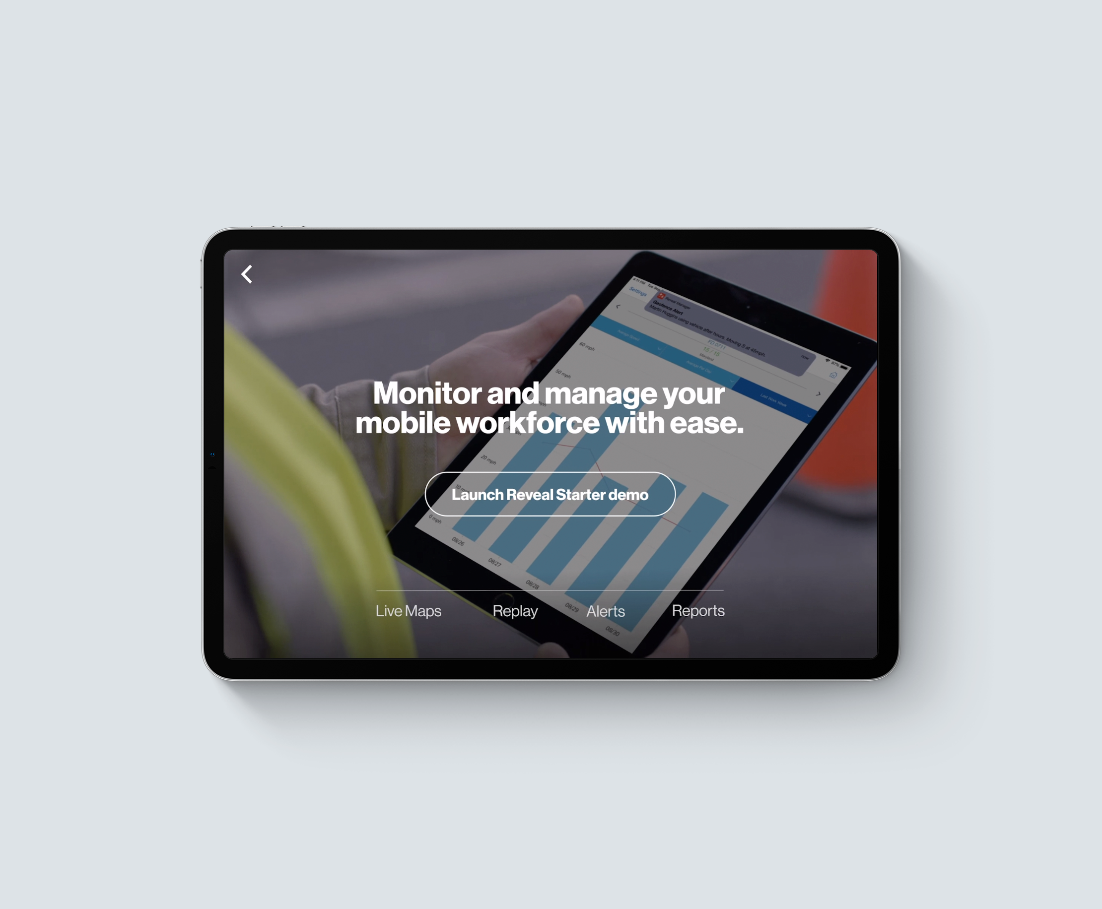 device showing screen from smb digital unlimited & reveal experience