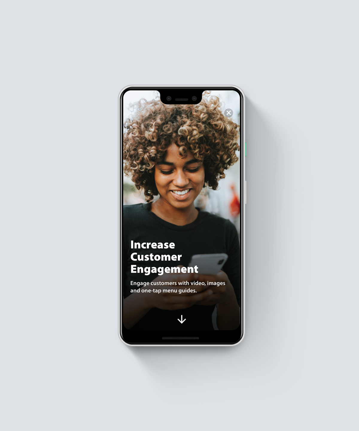 device showing screen from viewspot experience